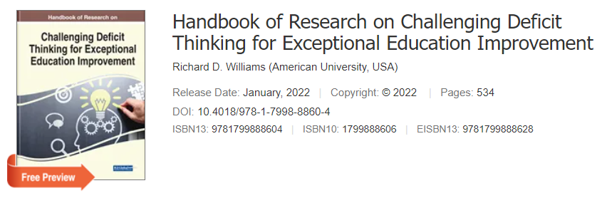 Book Release: Handbook of Research on Challenging Deficit Thinking for Exceptional Education Improvement